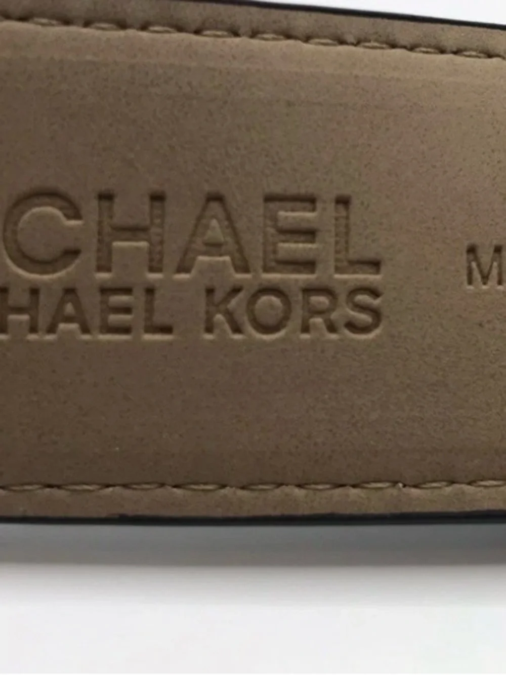 Michael Kors Silver-Tone Buckle Belt with Black and Gray Pattern